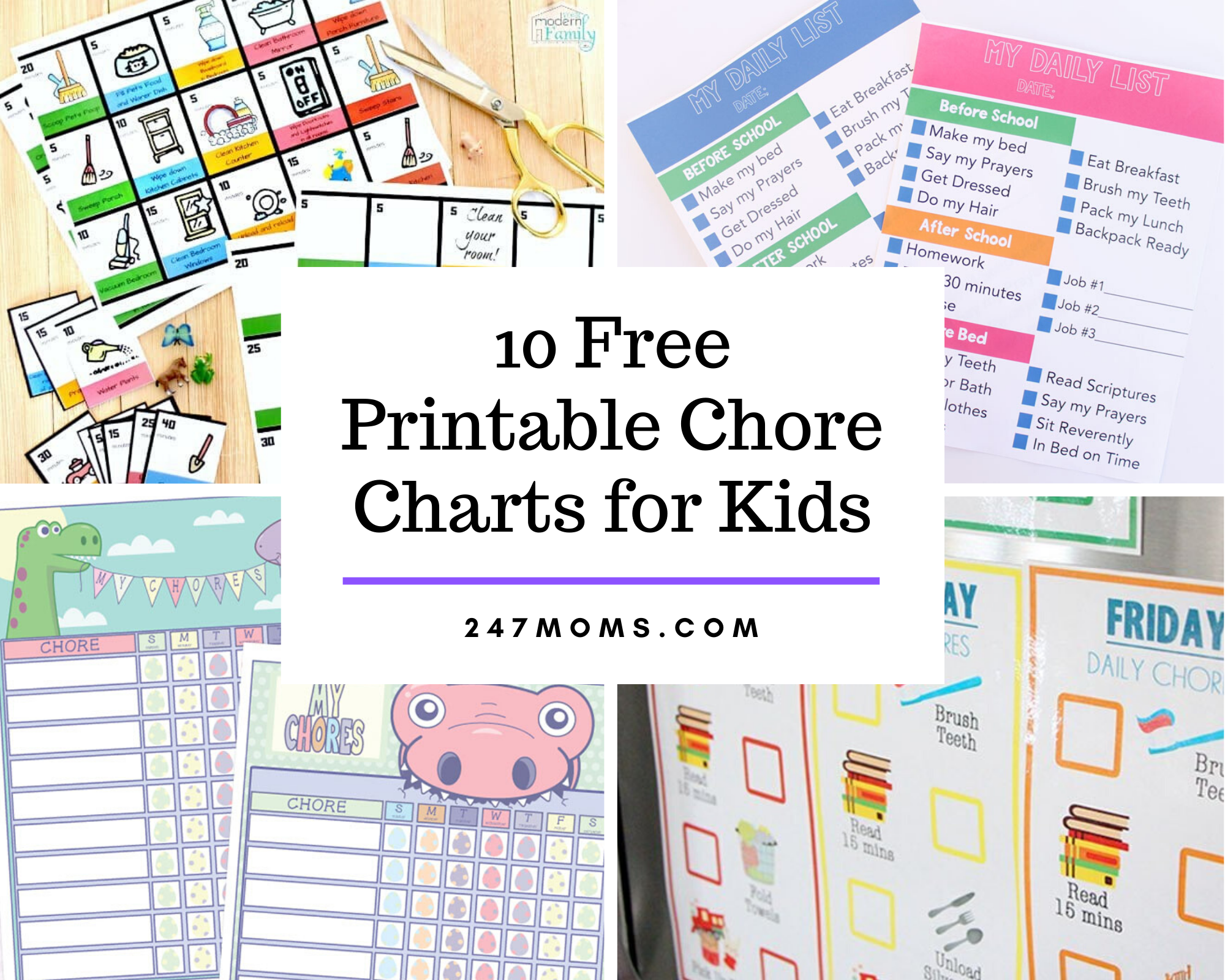 10 Free Printable Chore Charts For Kids 24 7 Moms - Free Printable Chore Charts For Kids With Pictures