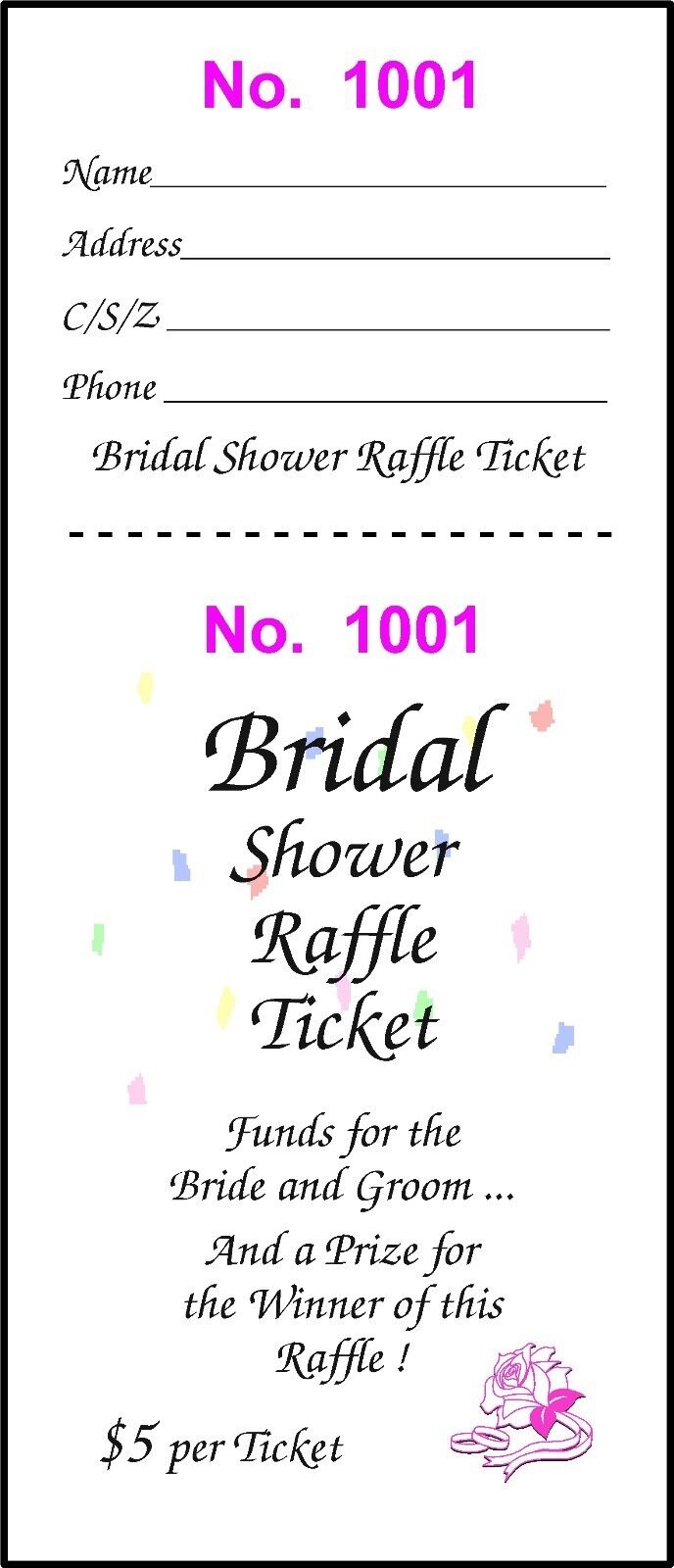 100 BRIDAL SHOWER RAFFLE TICKETS Wedding Honeymoon Vacation Money Raise 500 EBay - Free Printable Bridal Shower Raffle Tickets
