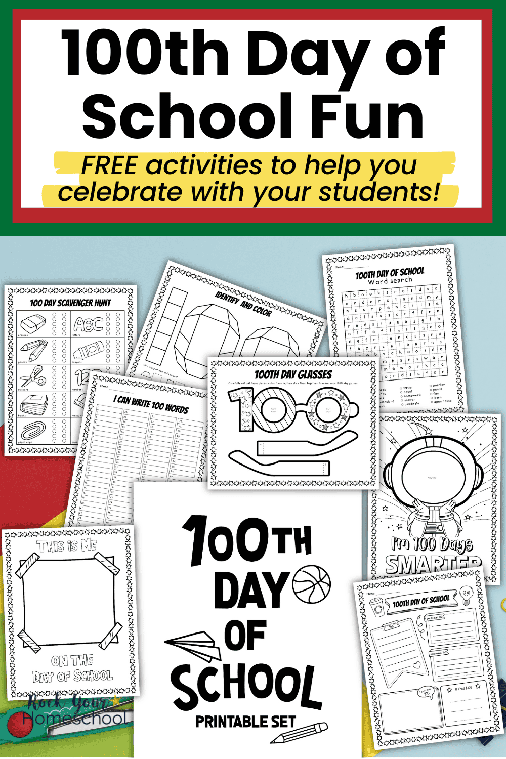 100 Days Of School Printables Pack For Tons Of Fun Free  - 100th Day of School Printable Glasses Free