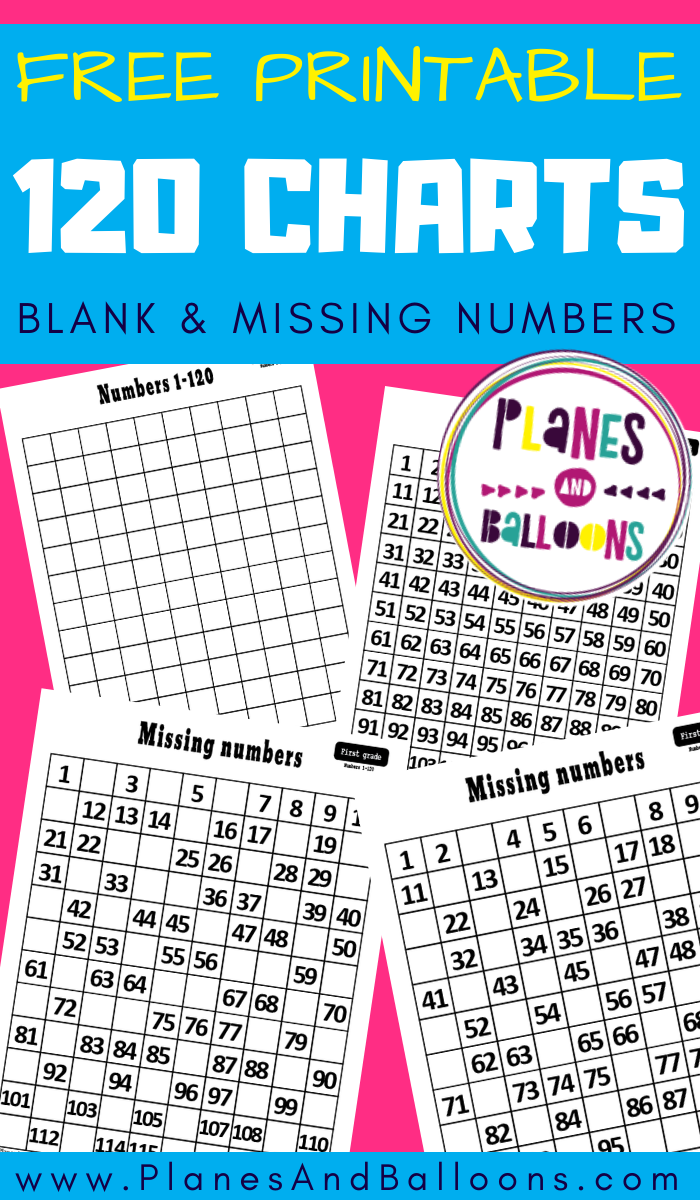 120 Chart With Missing Numbers Blank 120 Chart Included Planes Balloons 120 Chart Math Charts Numbers To 120 First Grade - Free Printable Blank 1 120 Chart