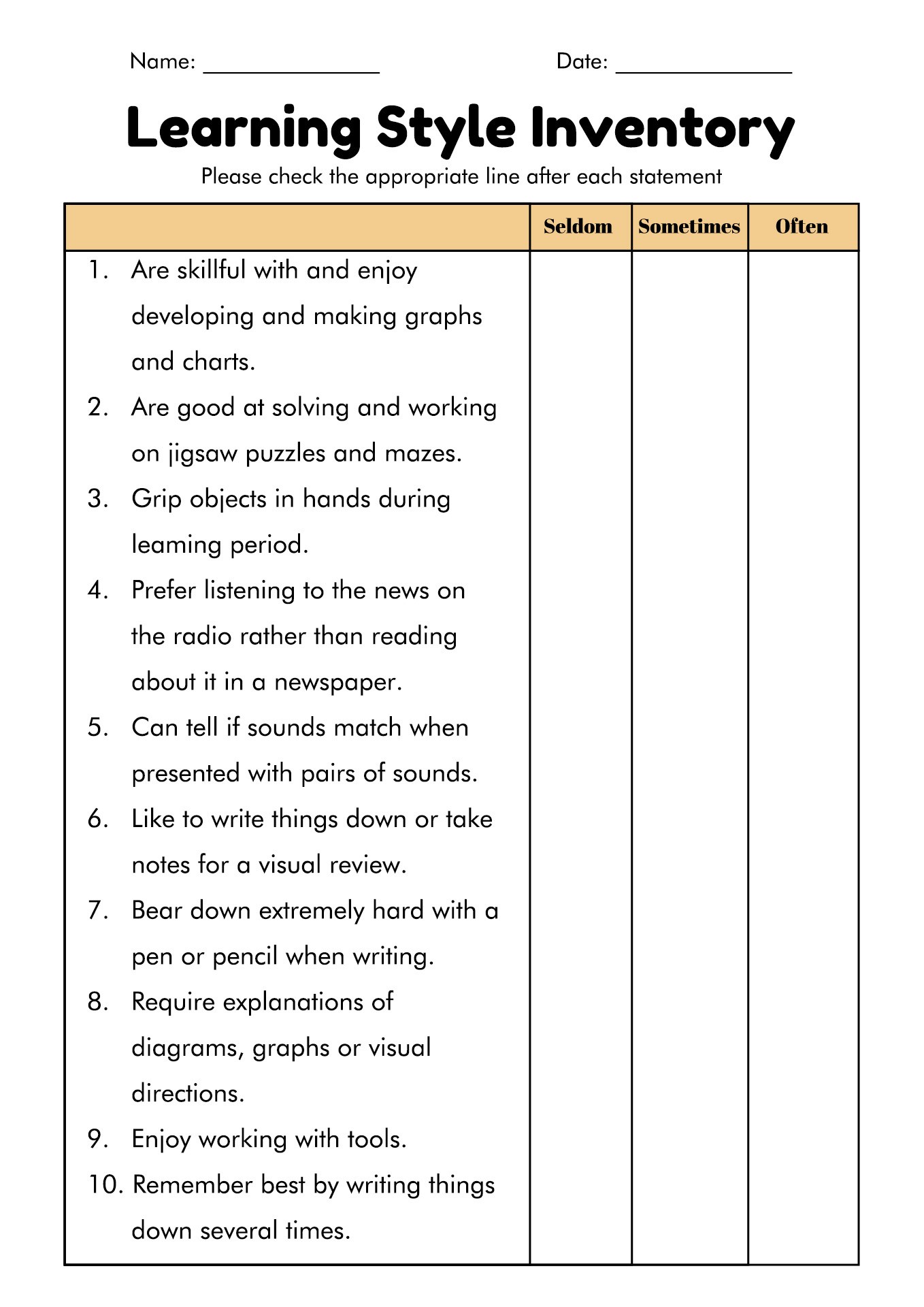 16 Vark Styles Worksheet Free PDF At Worksheeto - Free Learning Style Inventory For Students Printable
