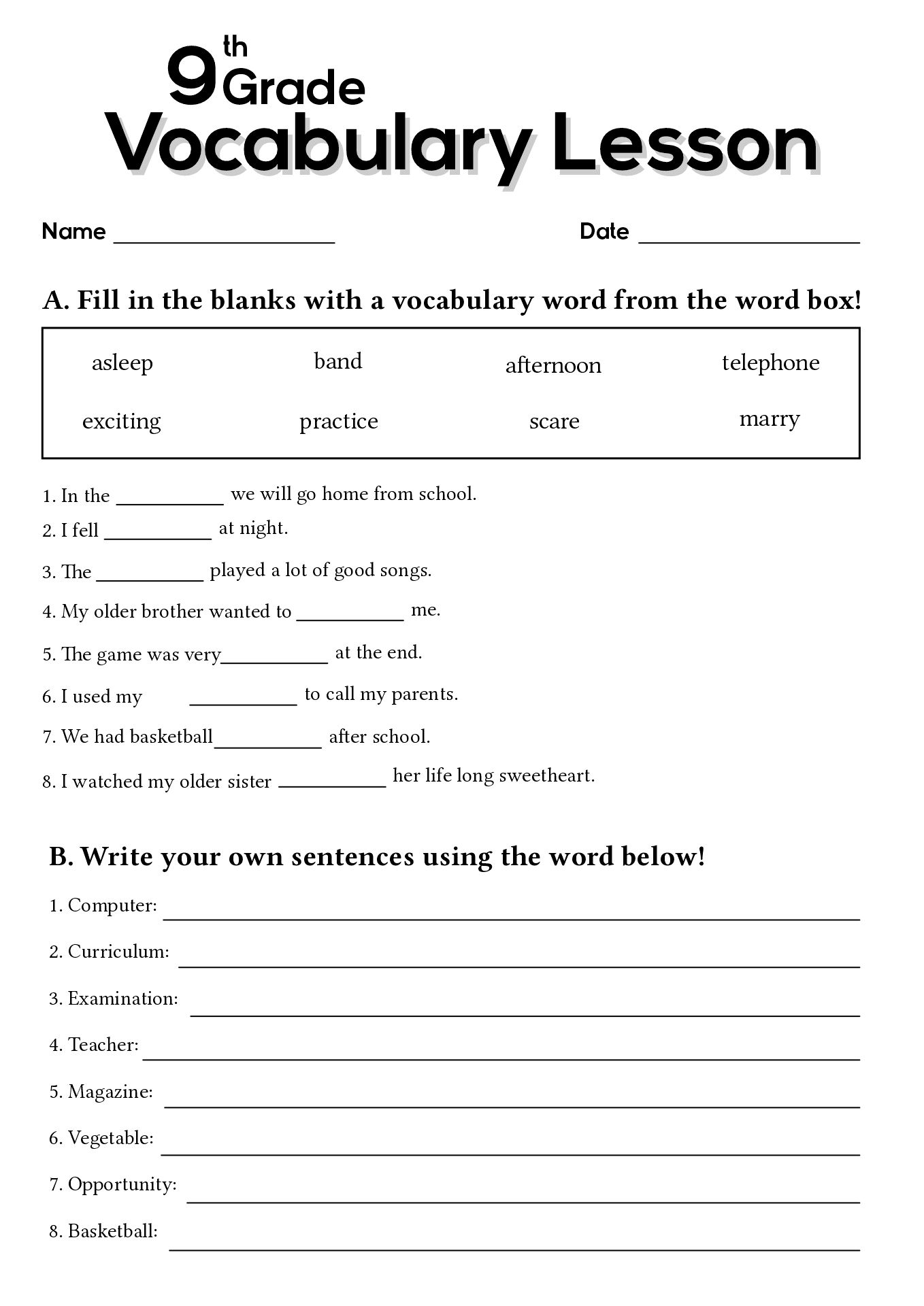 17 9th Grade Worksheets Spelling Words Spelling Words Homeschool Worksheets Spelling Bee Words - 9th Grade English Worksheets Free Printable