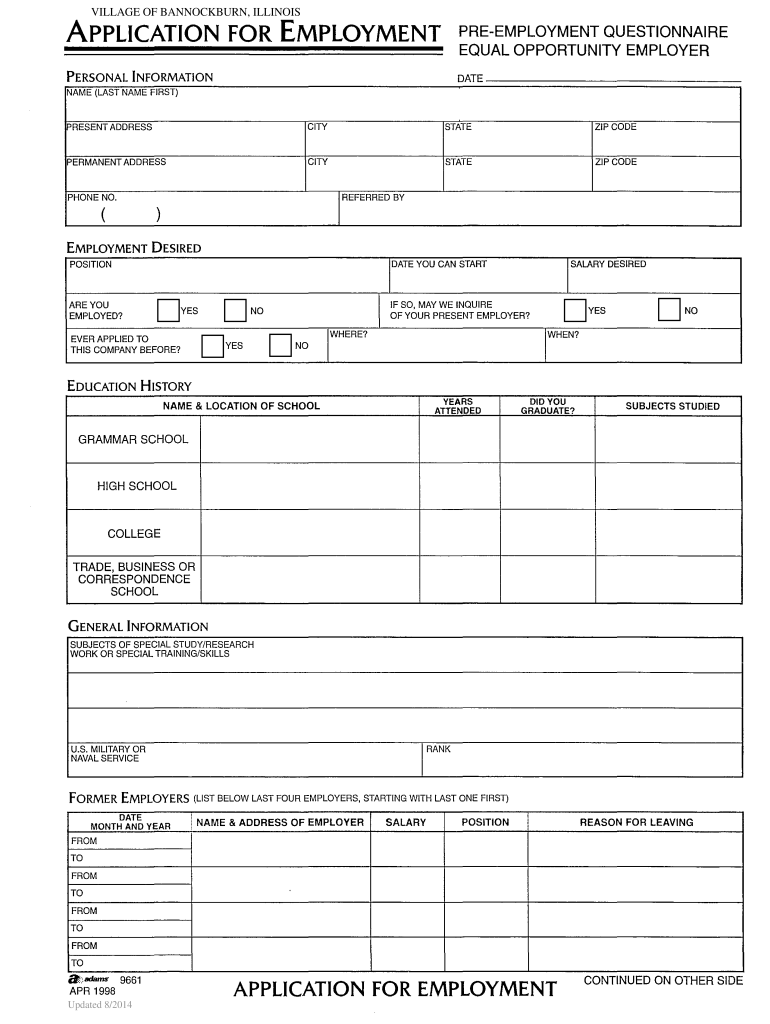 2014 2024 Form Adams 9661 Fill Online Printable Fillable Blank PdfFiller - Application For Employment Form Free Printable