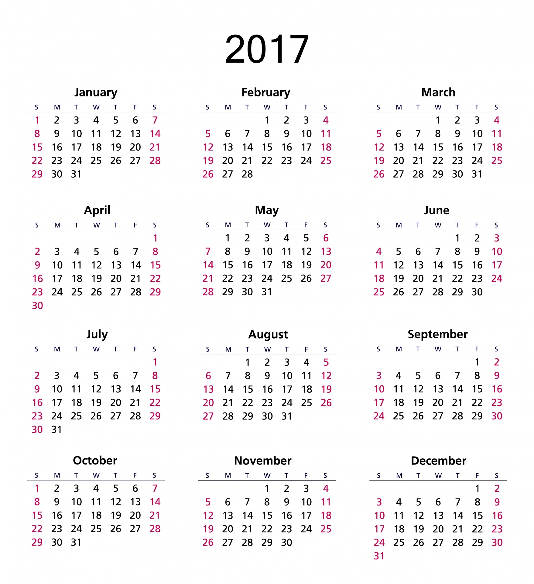 2017 Calendar 2017 calendar calendar 2017 template Free Image From Needpix - Free Printable Agenda 2017