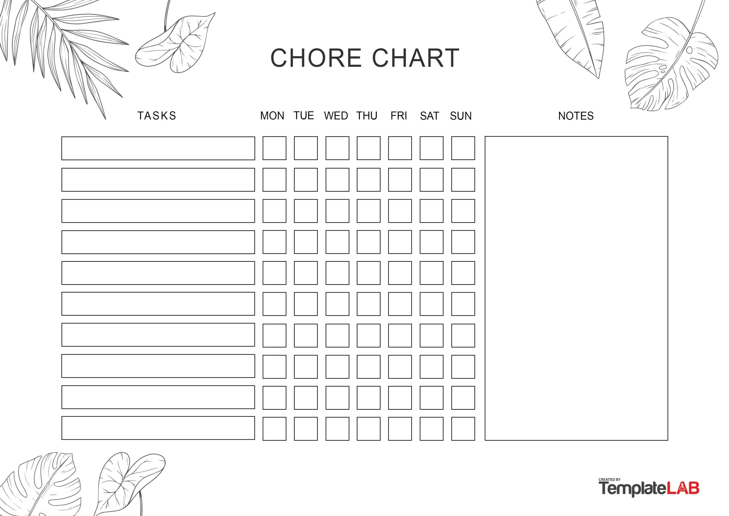 23 FREE Chore Chart Templates For Kids TemplateLab - Free Printable Chore Chart Templates