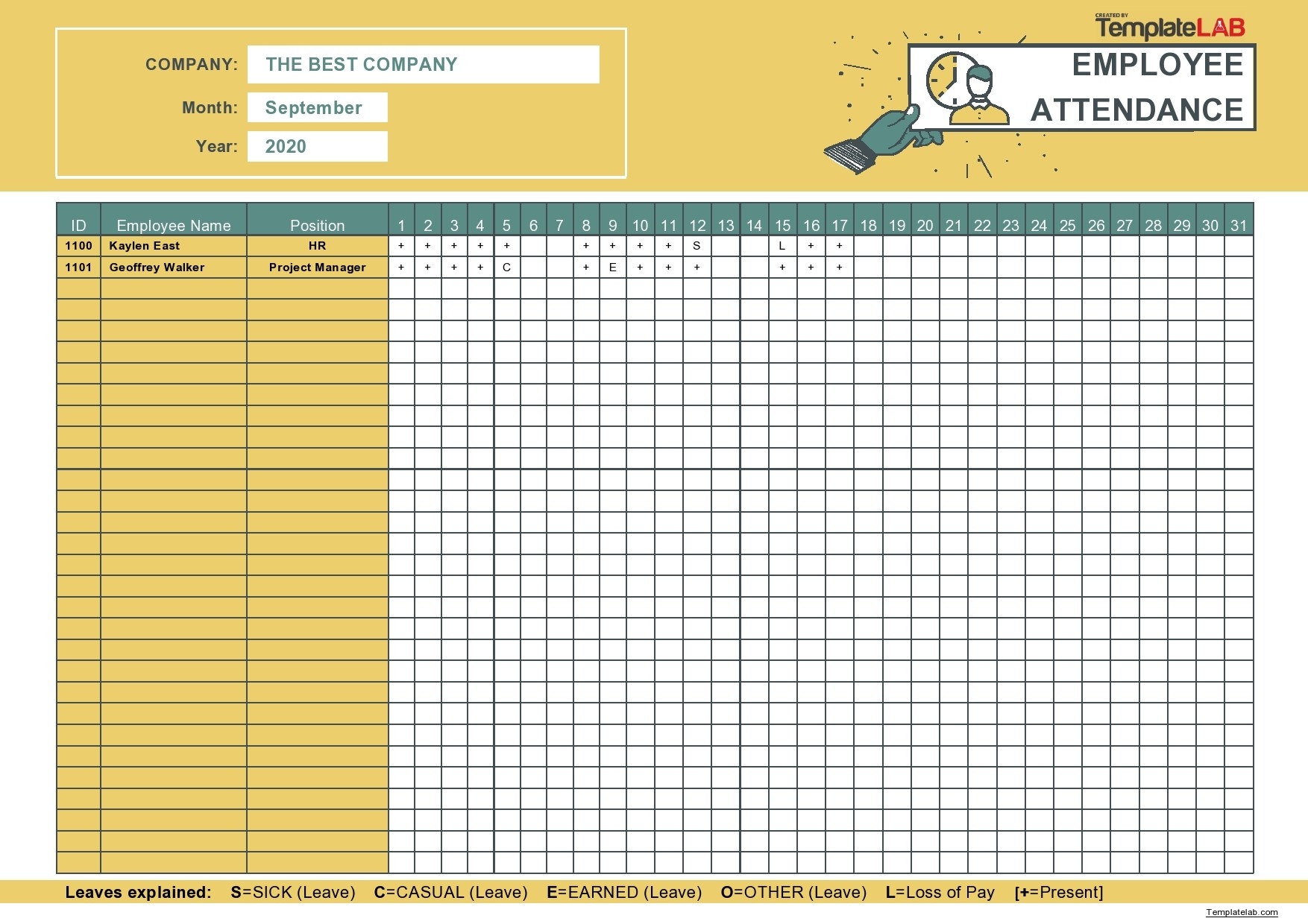 23 Free Printable Attendance Sheet Templates Word Excel - Free Printable Attendance Forms For Teachers