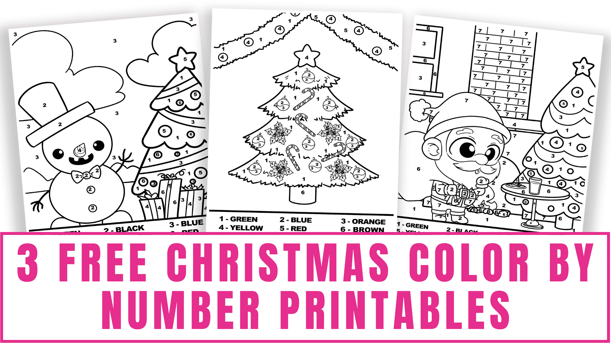 3 Free Christmas Color By Number Printables Freebie Finding Mom - Free Printable Christmas Color By Number Coloring Pages