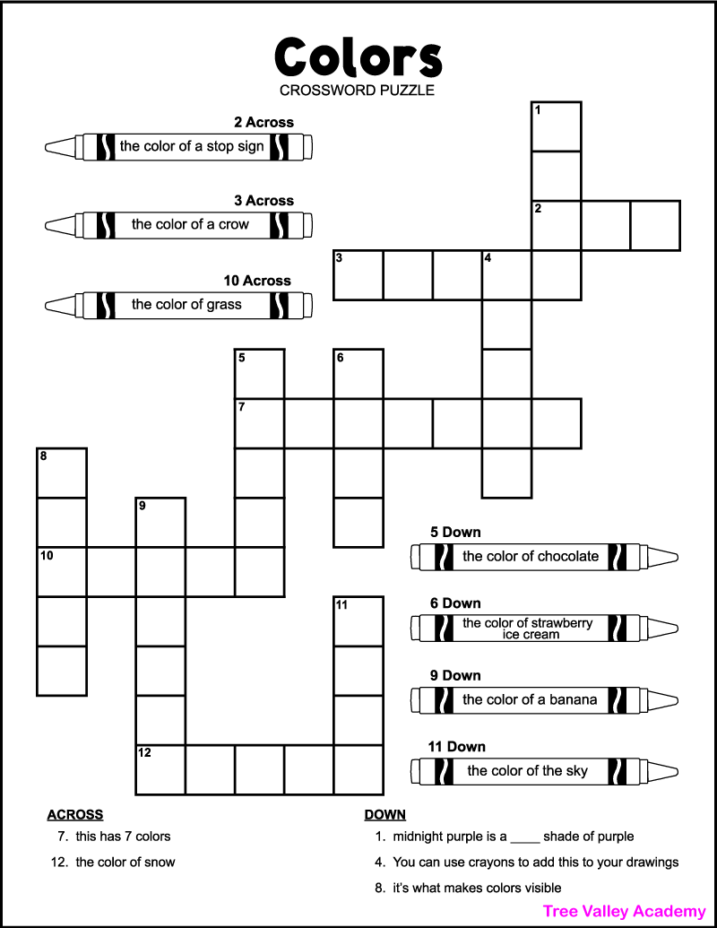 34 Crossword Puzzles For Kids Tree Valley Academy - Free Online Printable Easy Crossword Puzzles