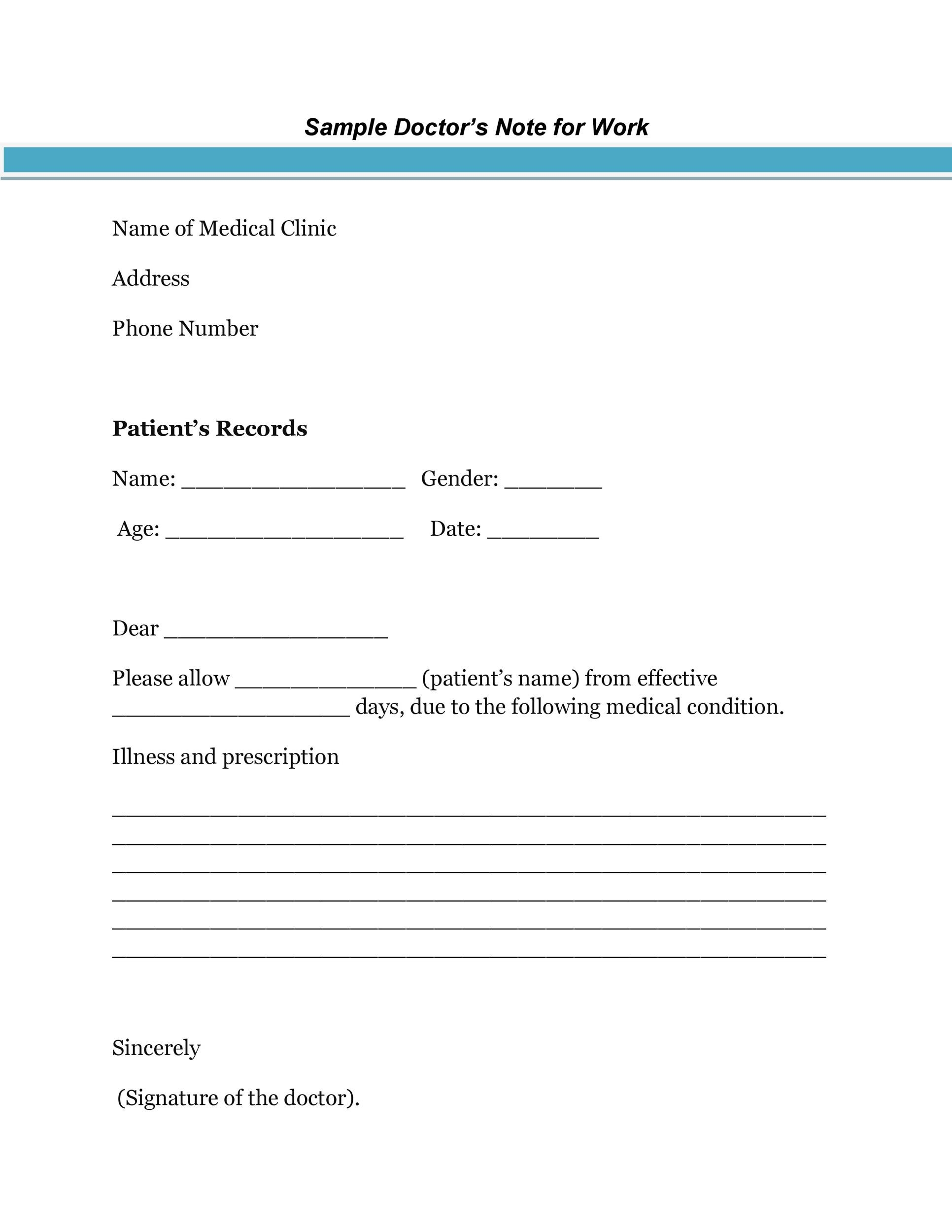 36 Free Doctor Note Templates for Work Or School - Doctor Notes For Free Printable