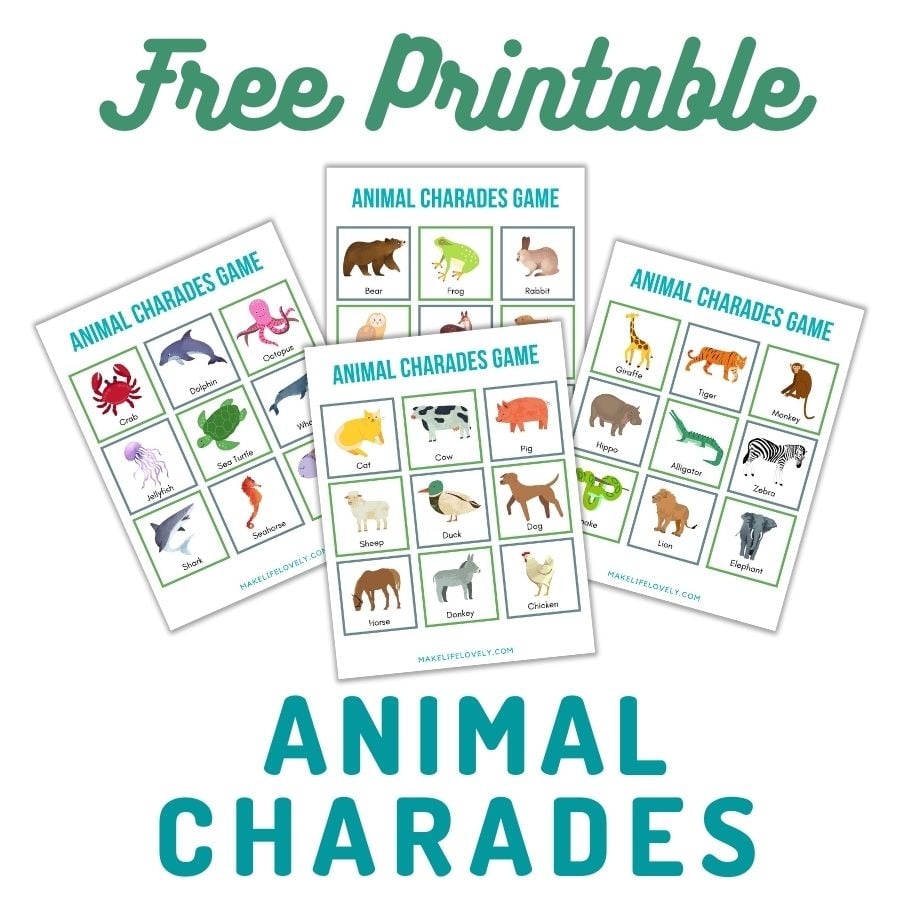 45 FREE Printable Animal Charades Cards All Ages Make Life Lovely - Free Printable Charades Cards