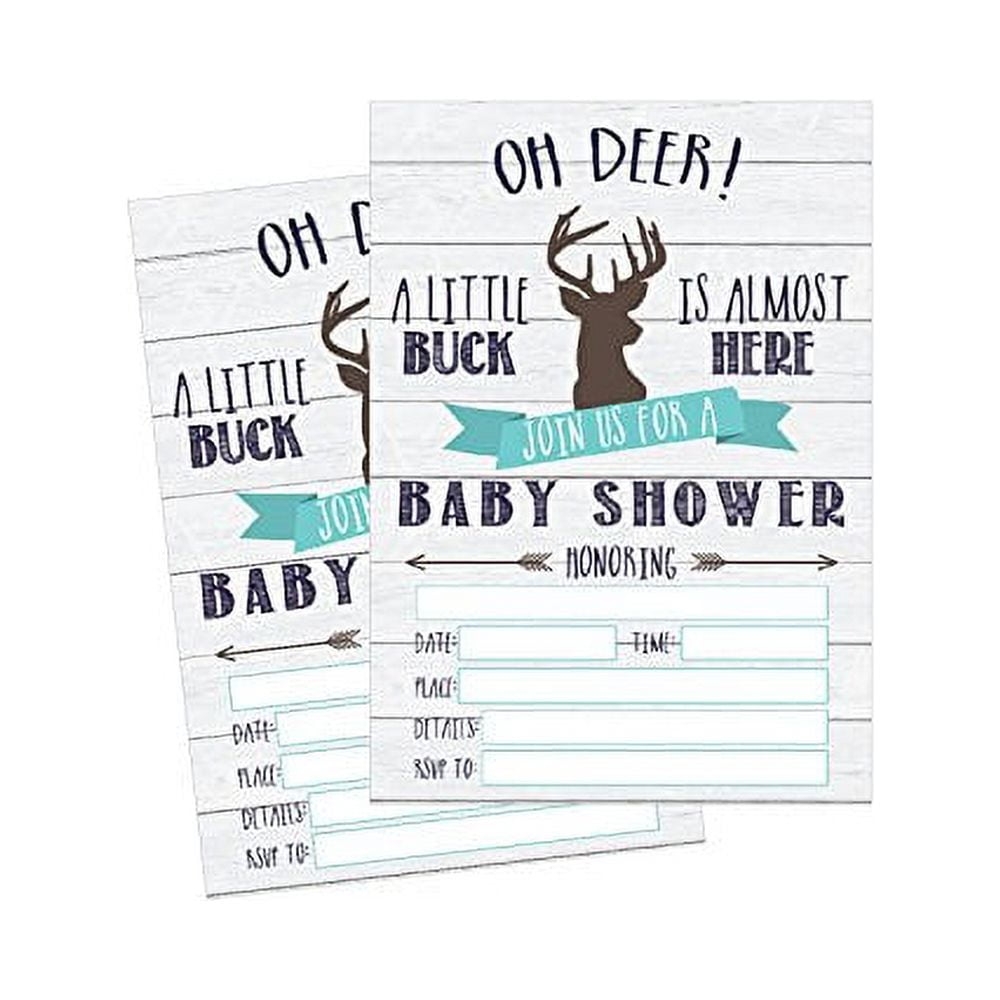 50 Fill In Deer Baby Shower Invitations Baby Shower Invitations Hunting Camping Camo Buck Rustic Neutral Woodland Baby Shower Invites For Boy Baby Invitation Cards Printable Walmart - Free Printable Camo Baby Shower Invitations