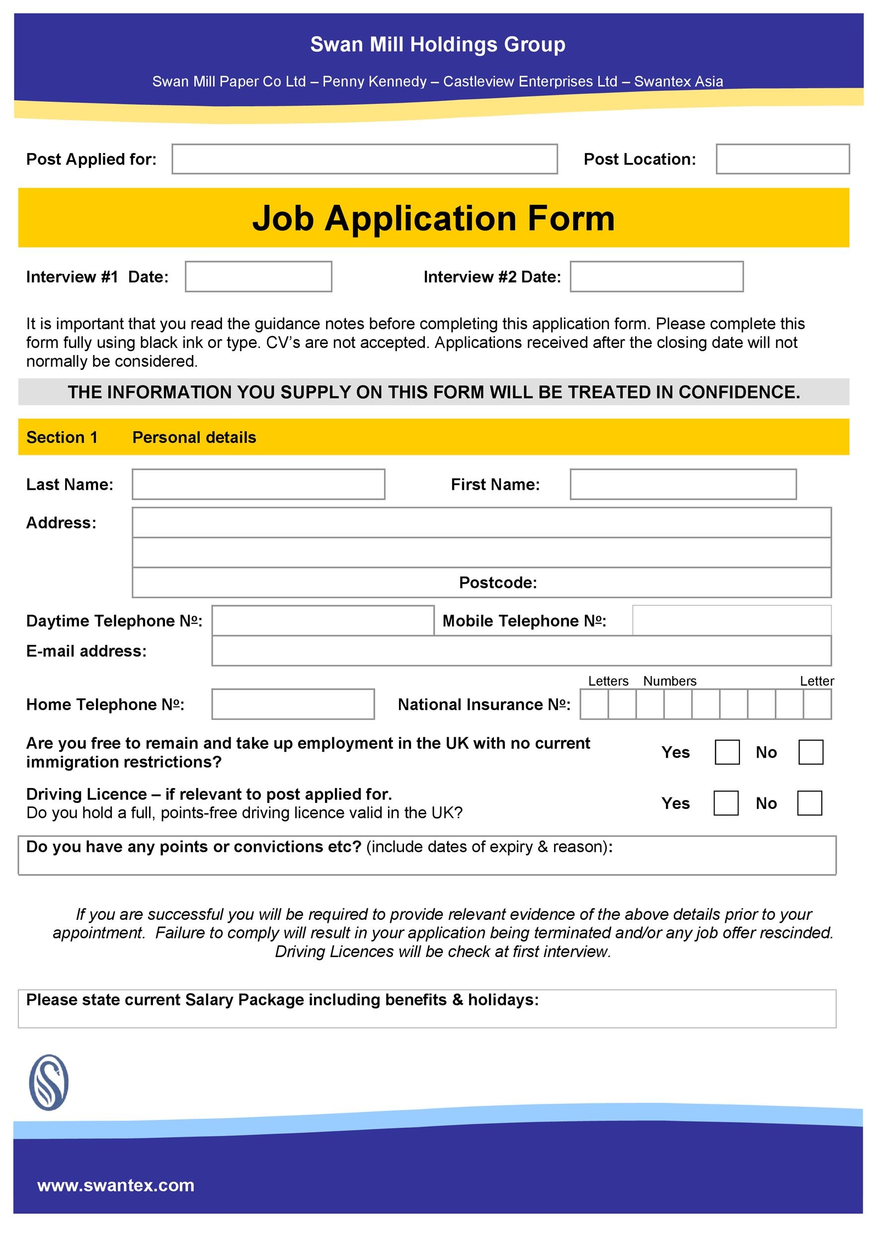 50 Free Employment Job Application Form Templates Printable TemplateLab - Find Free Printable Forms Online