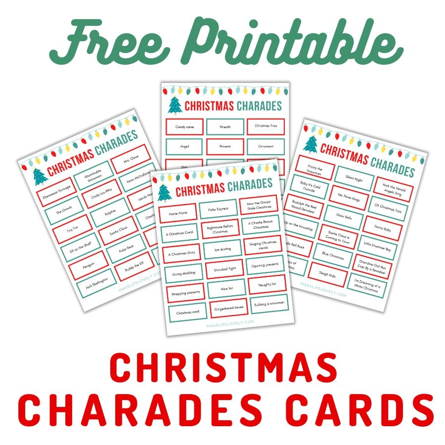 72 FREE Printable Christmas Charades Cards Make Life Lovely - Free Printable Christmas Charades Cards