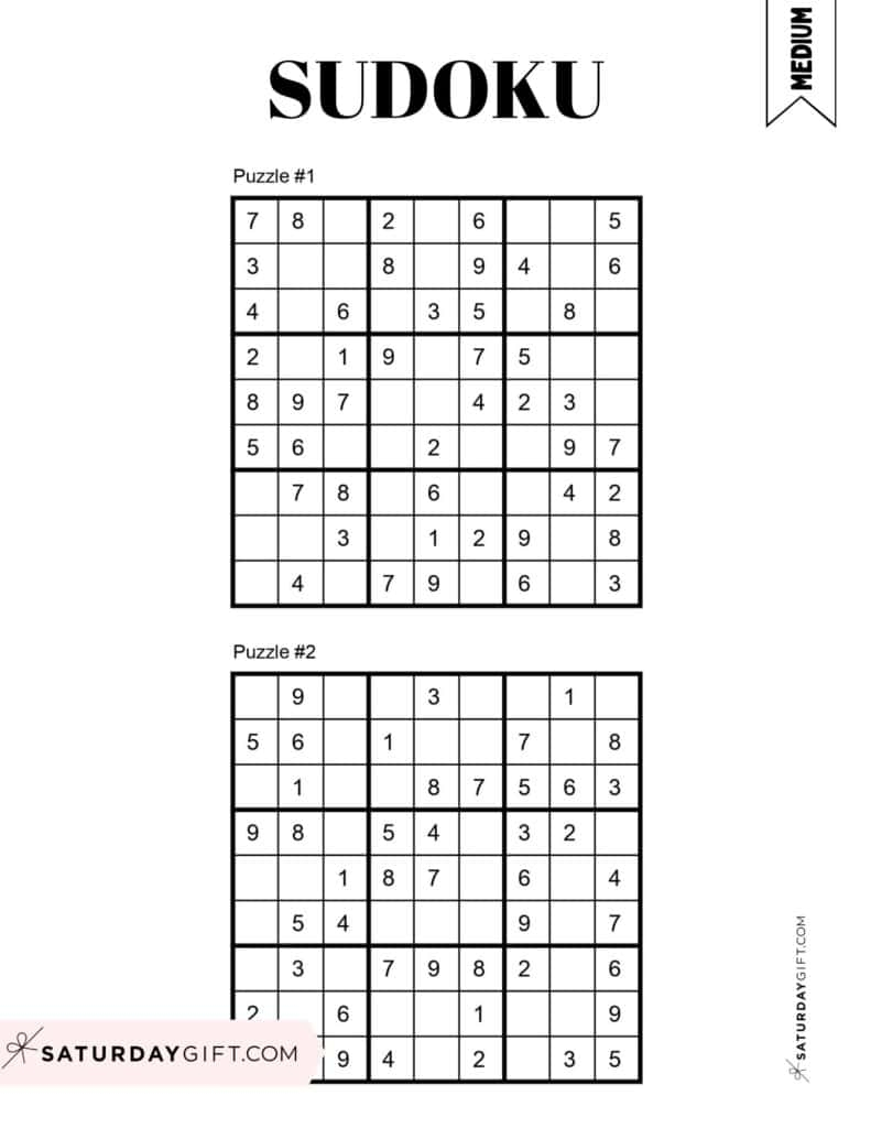 72 Free Printable Sudoku Puzzles SaturdayGift - Download Printable Sudoku Puzzles Free