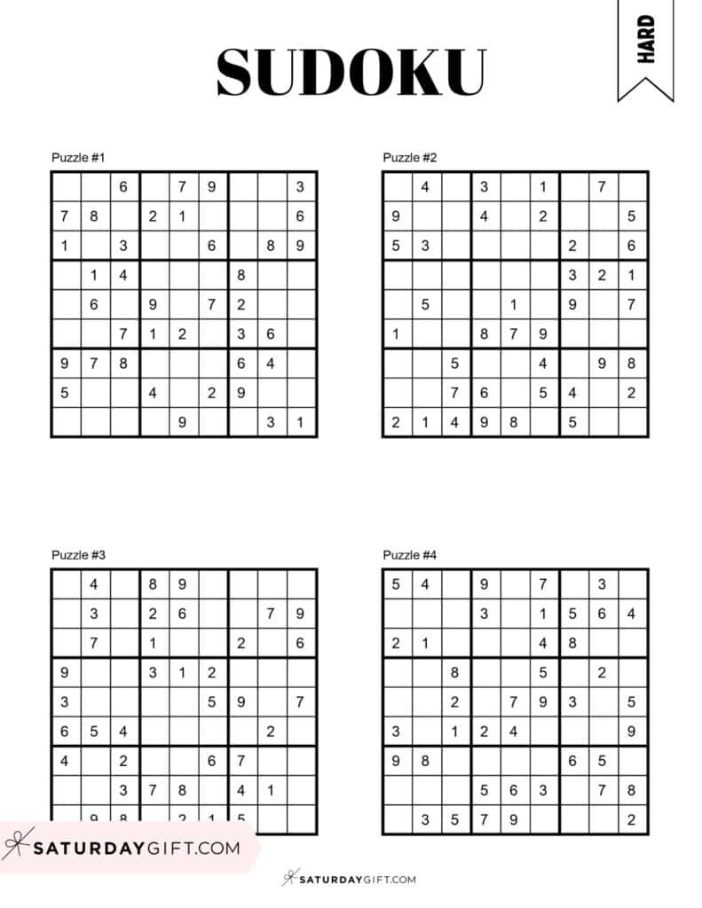 72 Free Printable Sudoku Puzzles SaturdayGift - Download Printable Sudoku Puzzles Free