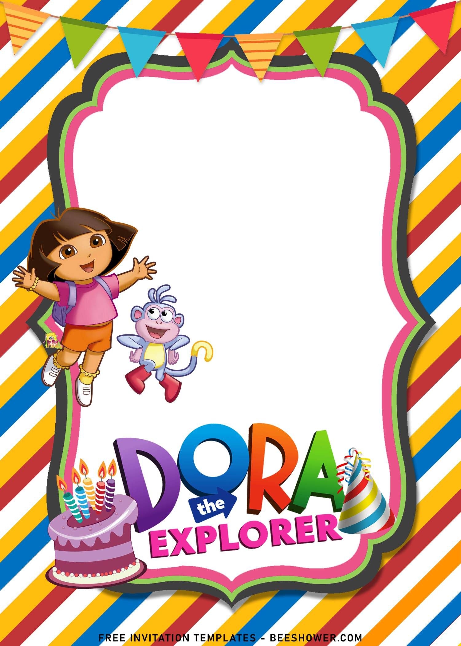 8 Dora The Explorer Birthday Invitation Templates For Your Kid s Birthday Birthday Card Template Birthday Invitation Templates Birthday Invitations - Dora Birthday Cards Free Printable
