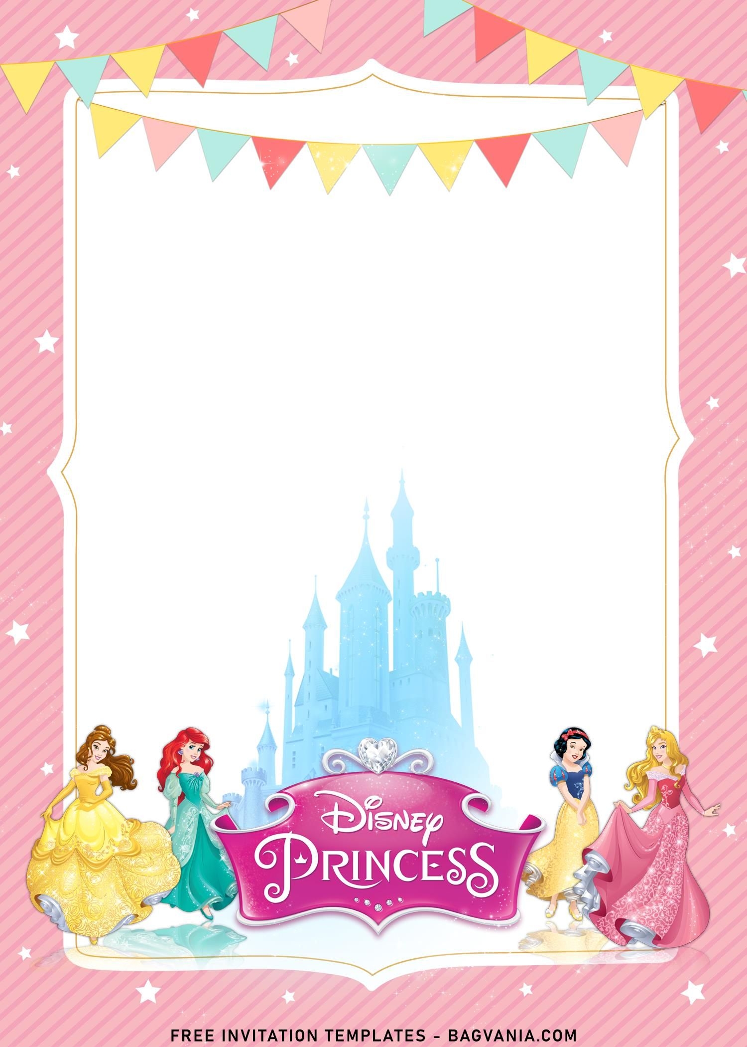 9 Disney Princess And Castle Birthday Invitation Templates Disney Princess Invitations Princess Birthday Invitations Princess Invitations - Disney Princess Birthday Invitations Free Printable