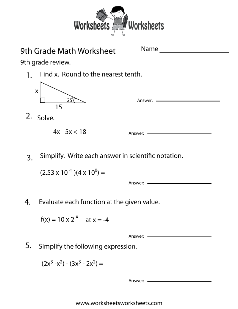 Grade 9 Math Worksheets Printable Free With Answers FREE Printable Hub