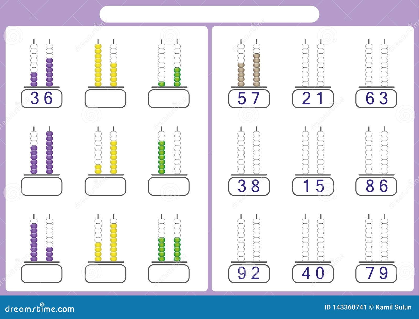 Abacus For Numbers Up To 99 Math Worksheet For Kids Stock Illustration Illustration Of Kindergarten Line 143360741 - Free Printable Abacus Worksheets