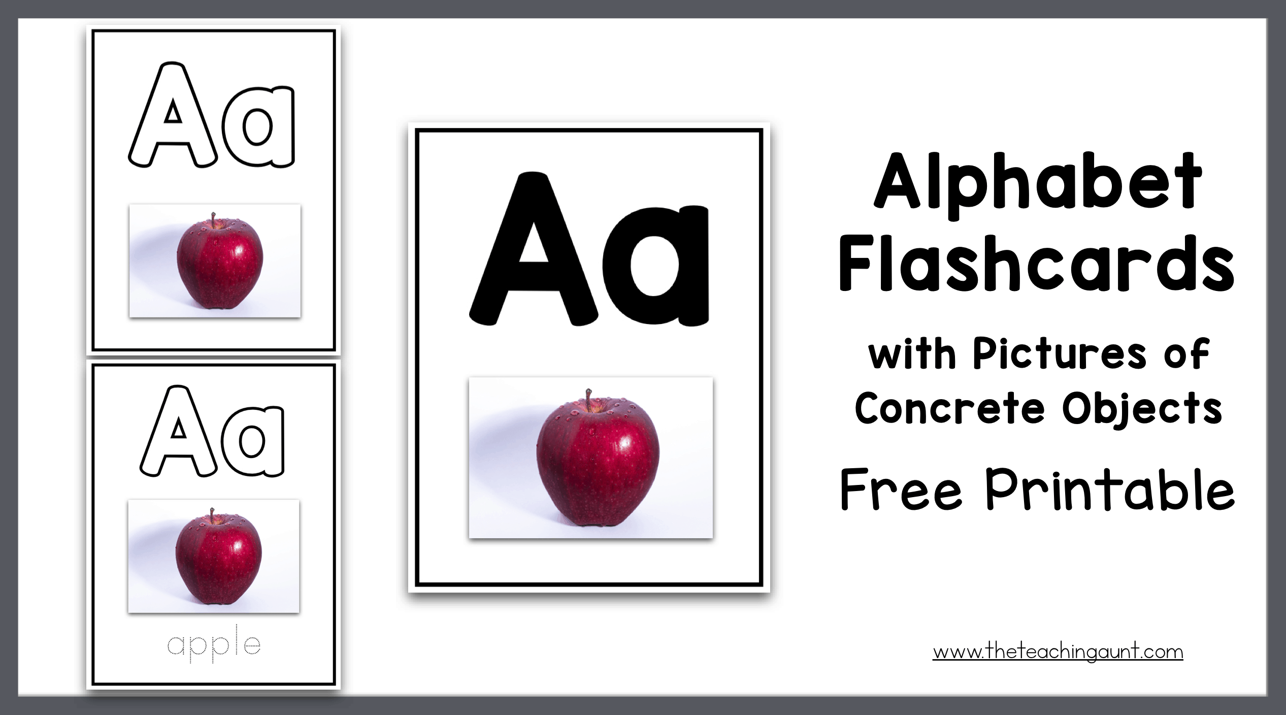 Alphabet Flashcards With Pictures Of Concrete Objects The Teaching Aunt - Free Printable Abc Flashcards With Pictures