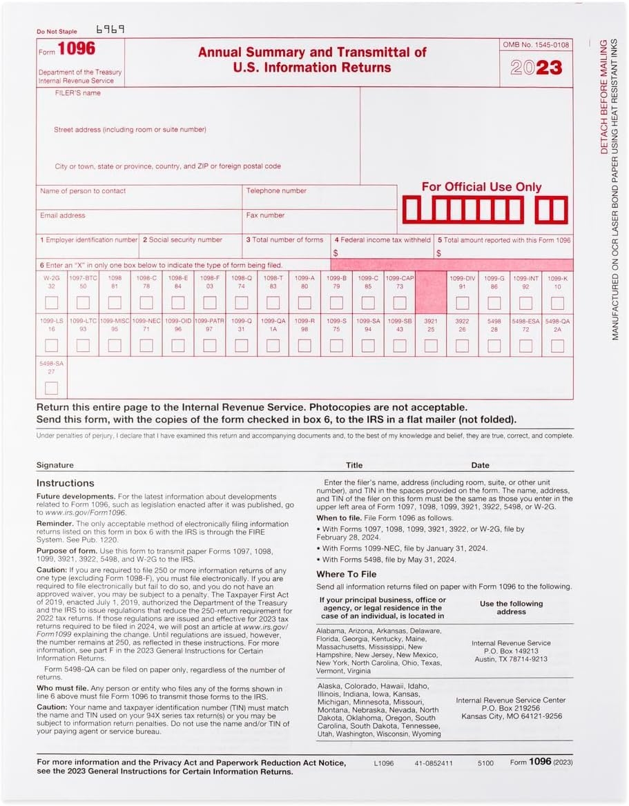 Amazon 1099 MISC Forms 2023 3 Part 50 Pack 1099 And 1096 Kit For 50 Vendors All 1099 Forms With Self Seal Envelopes In Value Pack 1099 Misc 2023 Office Products - Free Printable 1096 Form 2015