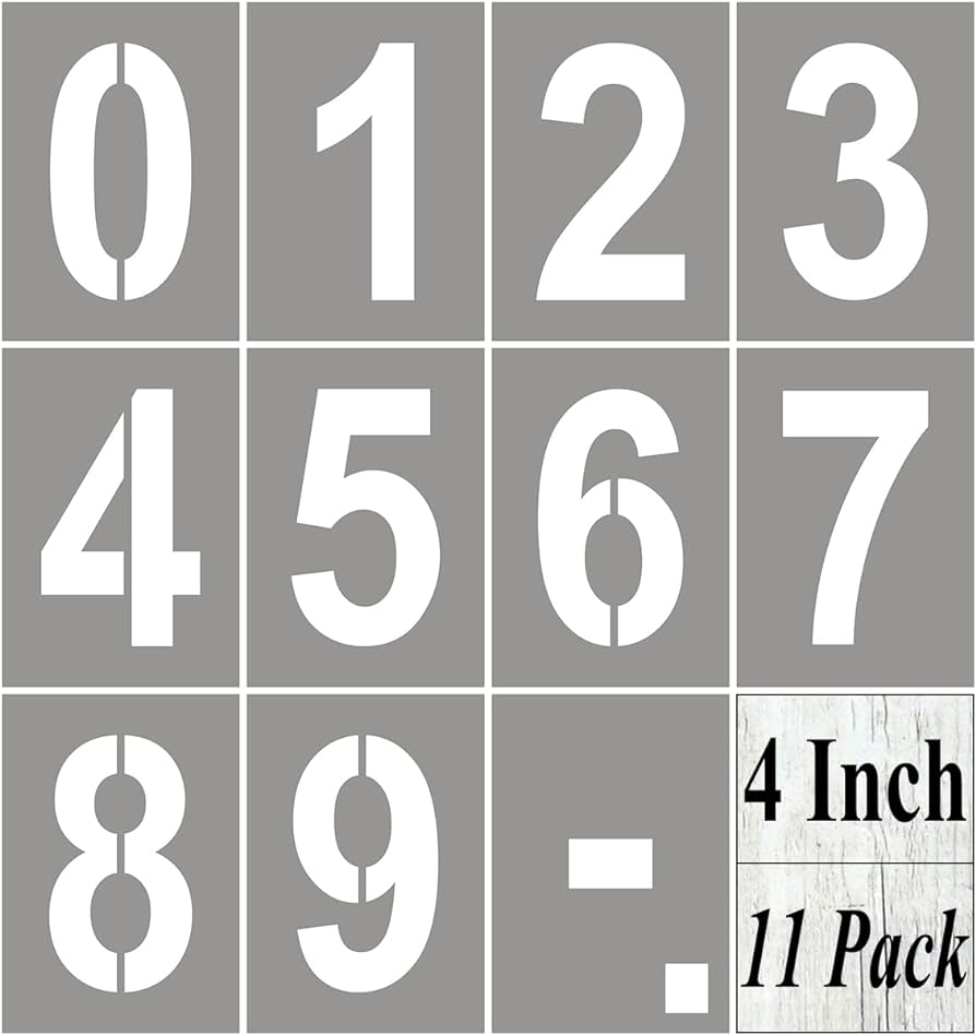 Amazon 4 Inch Large Number Stencils For Painting 11 Pack Number Stencil Templates For Curb Address Cakes Cookies Mailboxes And Crafts Reusable House Numbers Stencils For Wood Signs Cement Wall - Free Printable 4 Inch Number Stencils