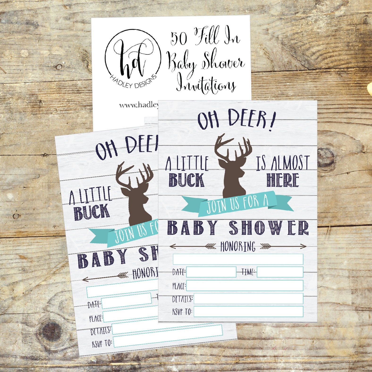 Amazon 50 Oh Deer Baby Shower Invitations For Boy Baby Sprinkle Invitations Boy Oh Deer A Little Buck Is Almost Here Invitations Cute Baby Shower Invites For Boy Woodland Baby - Free Printable Camo Baby Shower Invitations