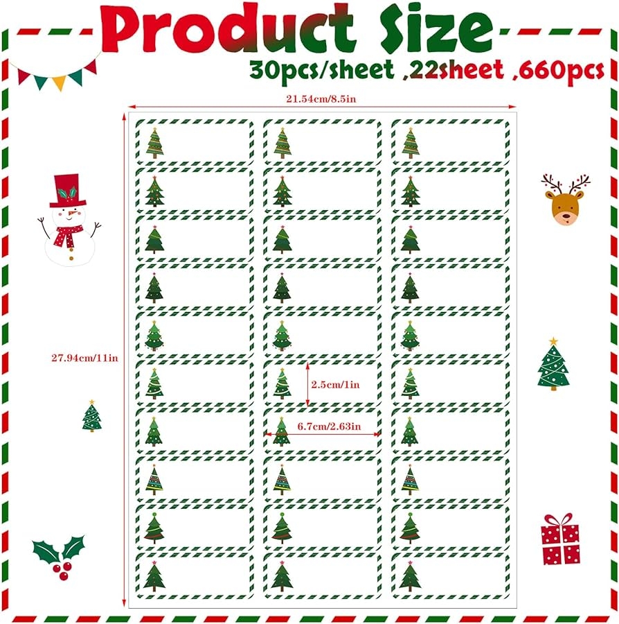 Amazon 660 Pcs Christmas Address Labels Self Adhesive Christmas Gift Tags Stickers Christmas Labels Name Tags For Christmas Party Office Products - Free Printable Address Labels