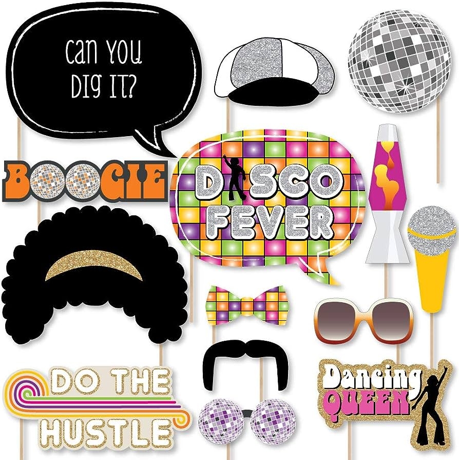 Amazon 70 s Disco 1970s Disco Fever Party Photo Booth Props Kit 20 Count Home Kitchen - Free Printable 70's Photo Booth Props