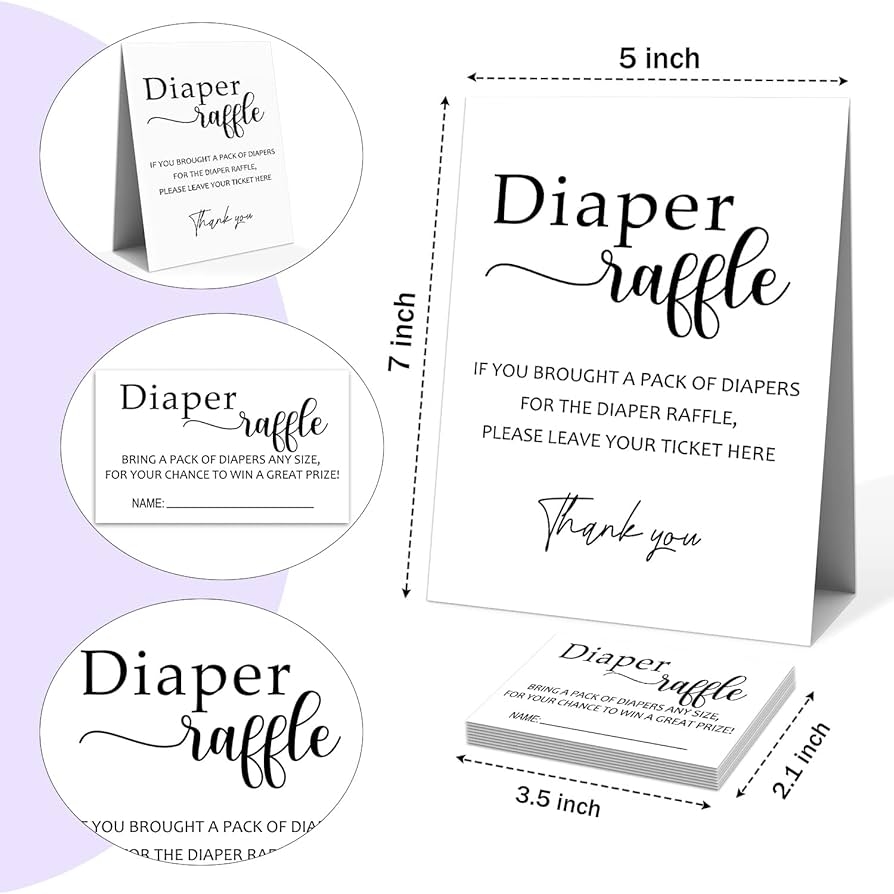 Amazon Baby Shower Diaper Raffle Game 1 Sign And 50 Diaper Raffle Tickets Gender Reveal Party Game Decorations LB014 Home Kitchen - Diaper Raffle Template Free Printable