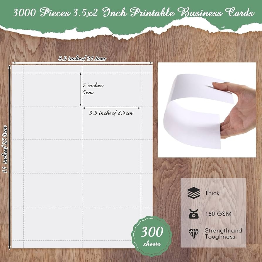 Amazon Outus 3000 Pcs Blank Printable Business Cards 180 GSM White Mini Note Index Perforated Card Stock Compatible With Laser And Inkjet Printer Double Sided Printing Matte White Paper 10 Cards - Free Printable Card Stock Paper