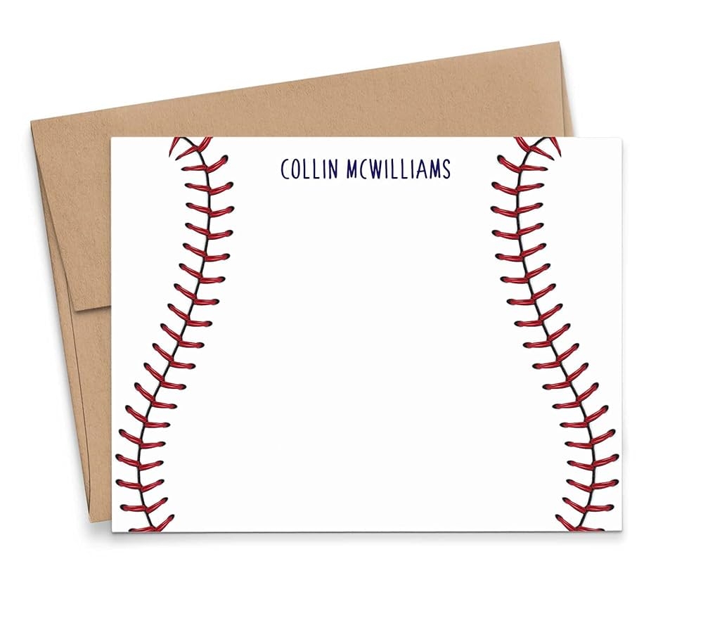 Amazon Personalized Baseball Stationary For Boys Or Girls Personalized Baseball Note Cards With Envelopes Baseball Stationery Set For Boys Sports Stationary Cards Set Your Choice Of Colors And Quantity Handmade Products - Free Printable Baseball Stationery