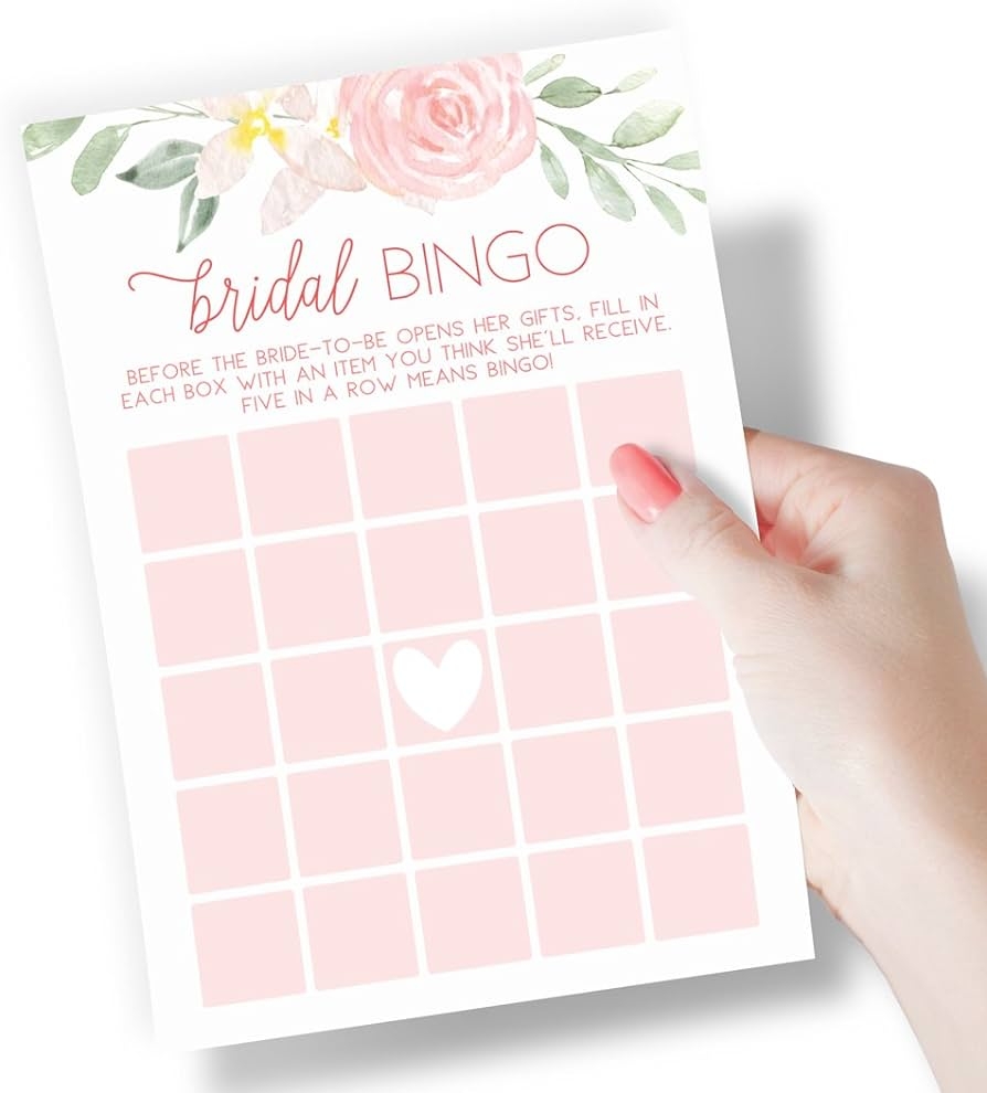 Amazon Printed Party Bridal Shower Bingo Game Floral 50 Cards Home Kitchen - Free Printable Bridal Shower Blank Bingo Games