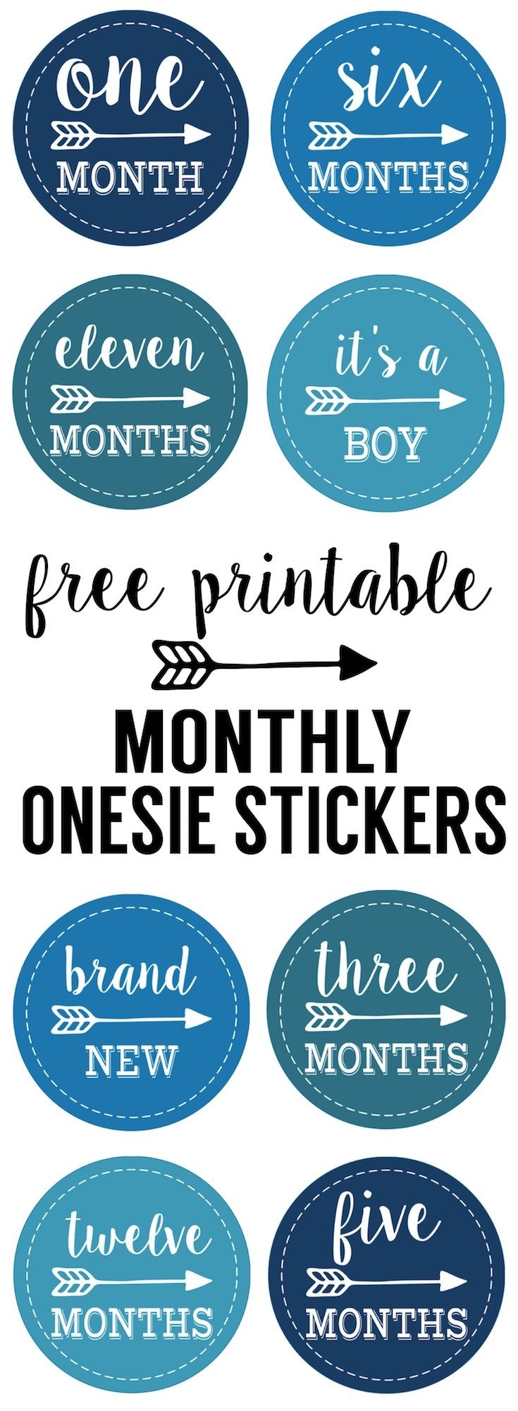 Baby Boy Monthly Onesie Stickers Free Printable Paper Trail Design Baby Milestone Stickers Baby Month Stickers Onesie Stickers - Free Printable Baby Month Stickers