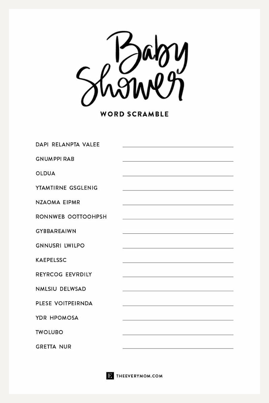 Baby Shower Games Free And Fun Printables The Everymom - Free Printable Baby Shower Word Scramble