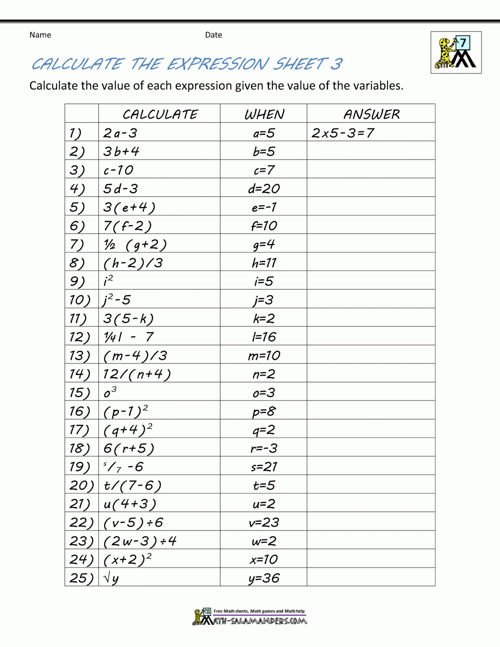 Basic Algebra Worksheets - 9th Grade Algebra Worksheets Free Printable