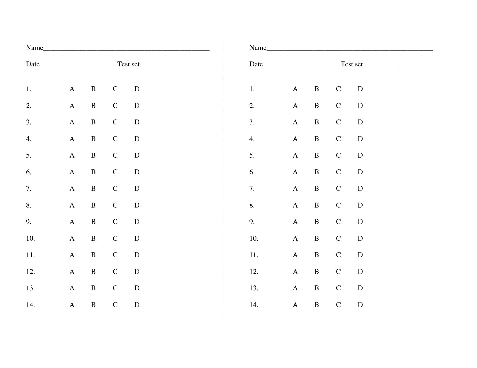 Blank Multiple Choice Answer Sheet Template Templates Loyalty Card Template Folder Templates - Free Printable Bubble Answer Sheets
