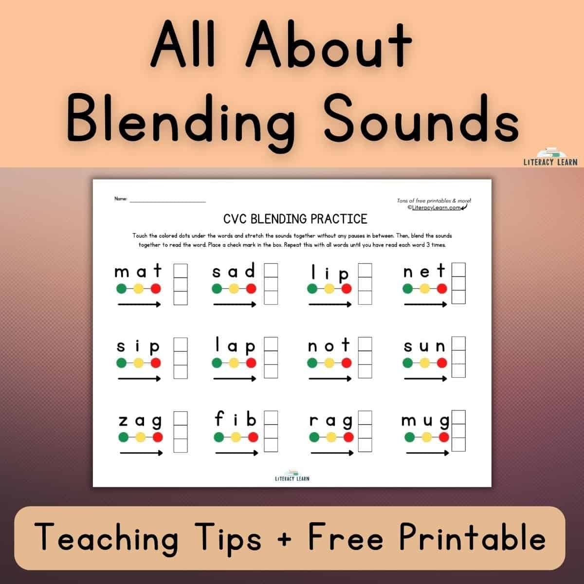 Blending Sounds Teaching Tips Free Printable Literacy Learn - Free Printable Blending Cards