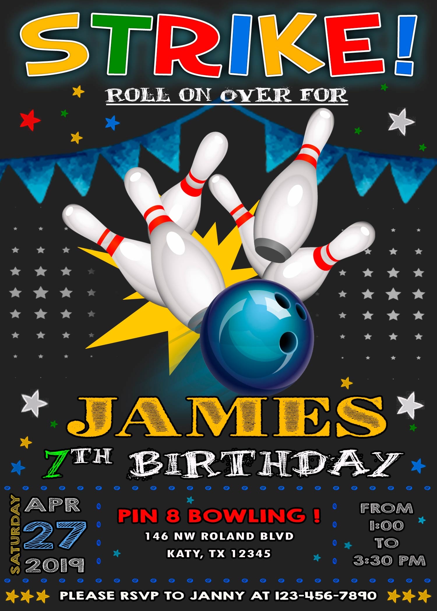 Bowling Birthday Invitation Awesome Invite - Free Printable Bowling Birthday Party Invitations