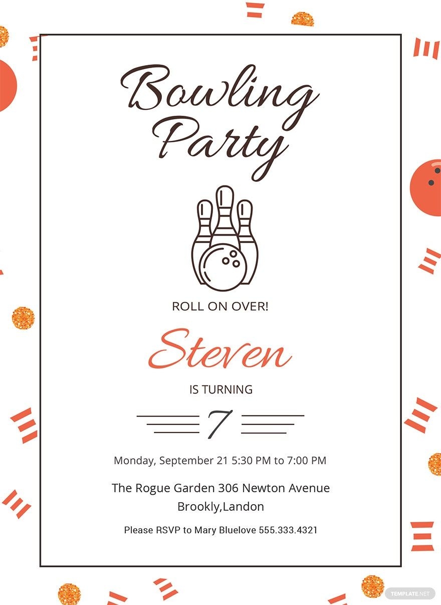 Bowling Party Invitation Template In Publisher Photoshop Illustrator MS Word Pages Outlook Download - Free Printable Bowling Birthday Party Invitations