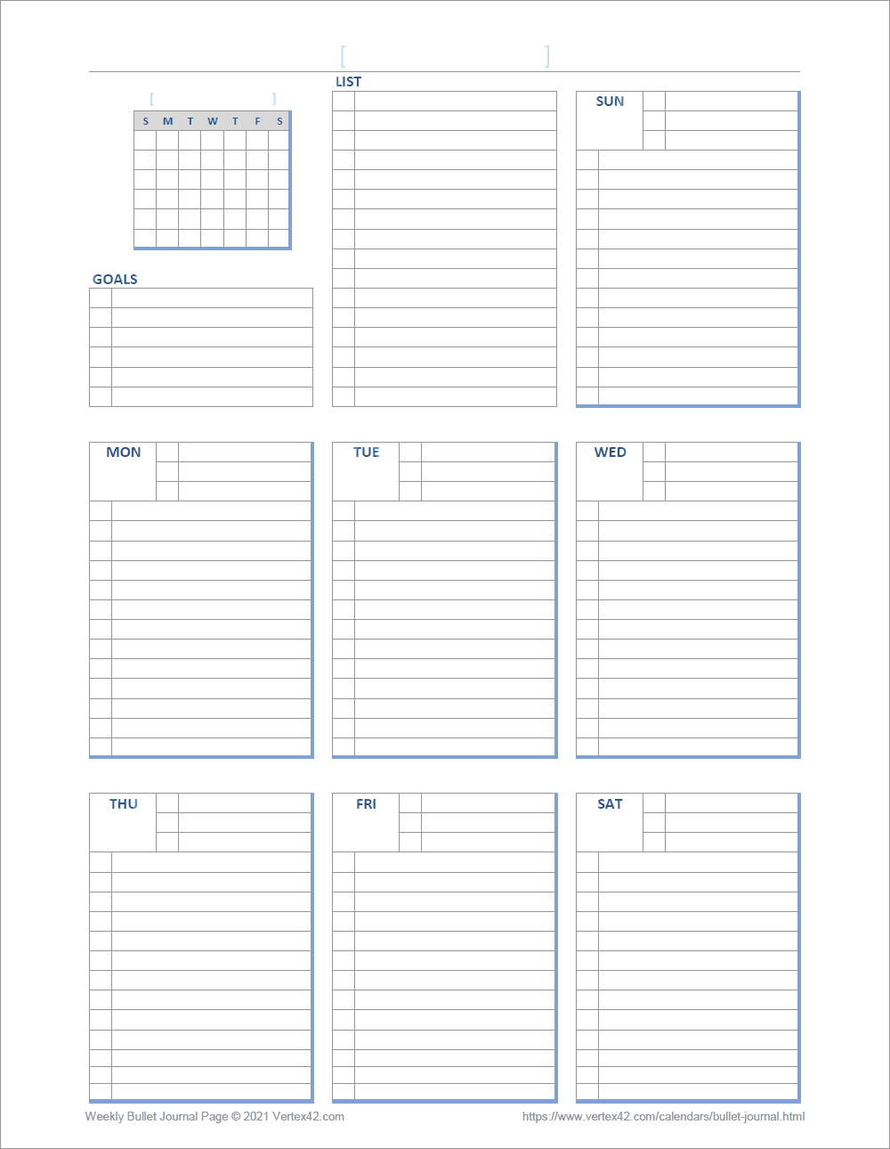 Bullet Journal Templates For Excel And PDF - Free Printable Bullet Journal Pages