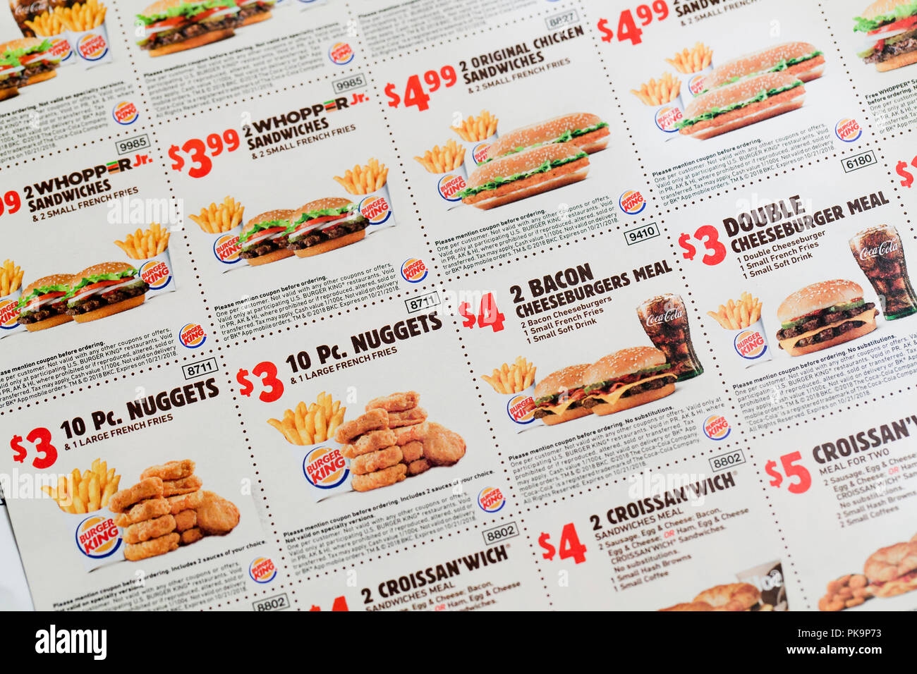 Burger King Coupons fast Food Coupon USA Stock Photo Alamy - Burger King Free Coupons Printable