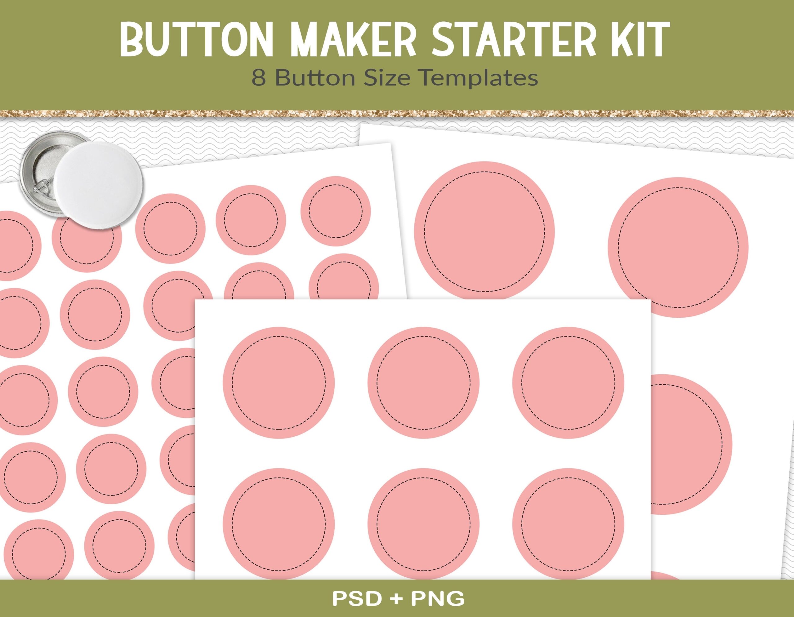 Button Template Bundle Pinback Buttons Layered PSD With Wrap Edge For Button Making Button Maker Craft Printable PSD PNG BD02 Etsy - Free Printable Button Templates