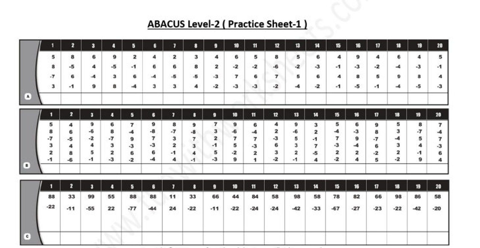 Buy Abacus Practice Worksheets Printable Practice Worksheets For Abacus Level 1 2 And 3 Mathematics Learning 27 Printable Worksheets Online In India Etsy Practices Worksheets Abacus Worksheets - Free Printable Abacus Worksheets