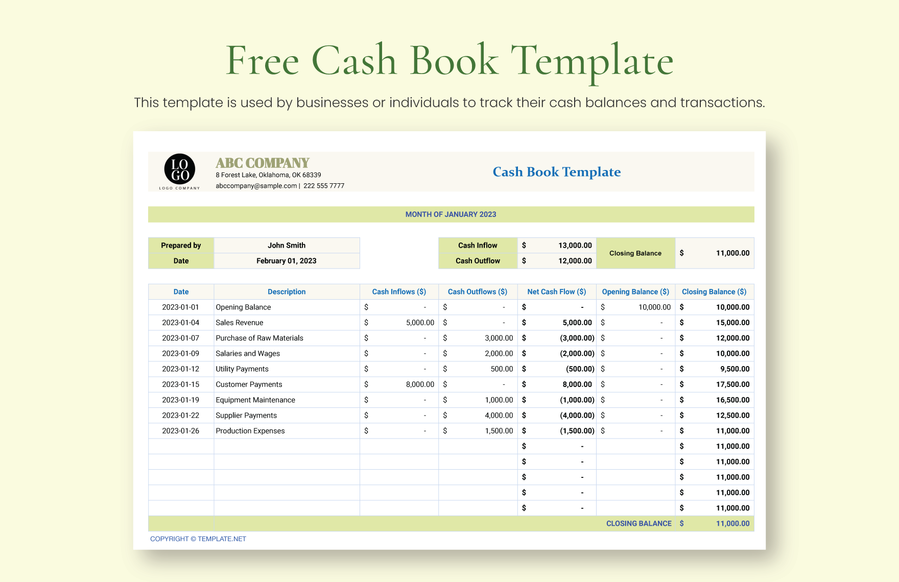 Cash Book Spreadsheet Template In Excel Google Sheets Download Template - Free Cash Book Template Printable