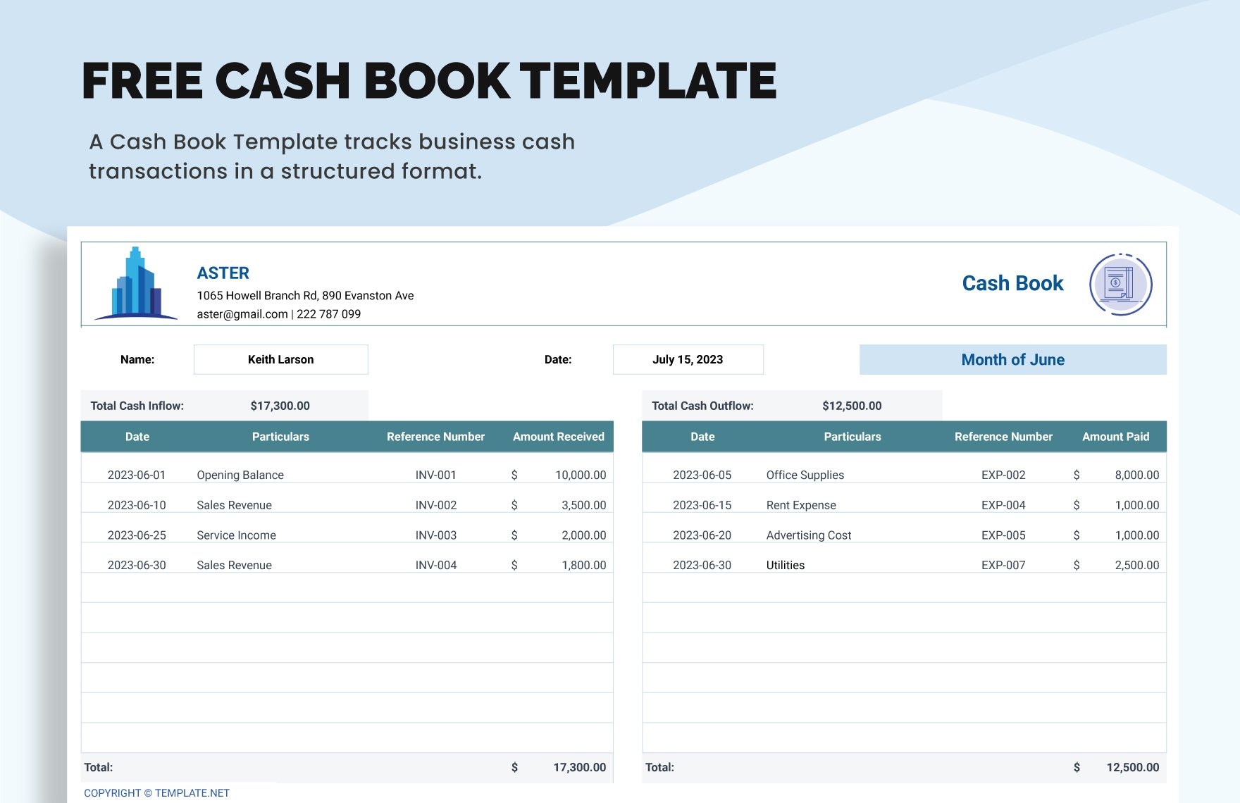 Cash Book Template In Excel Google Sheets Download Template - Free Cash Book Template Printable