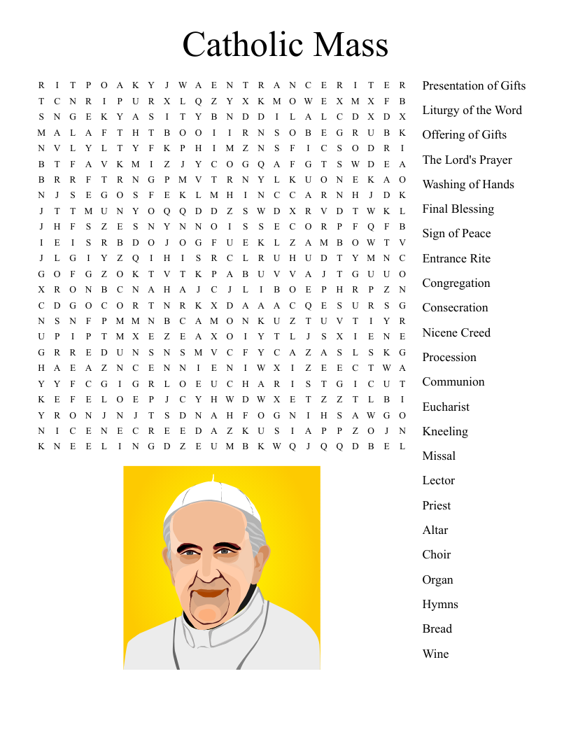 Catholic Mass Word Search WordMint - Free Printable Catholic Word Search