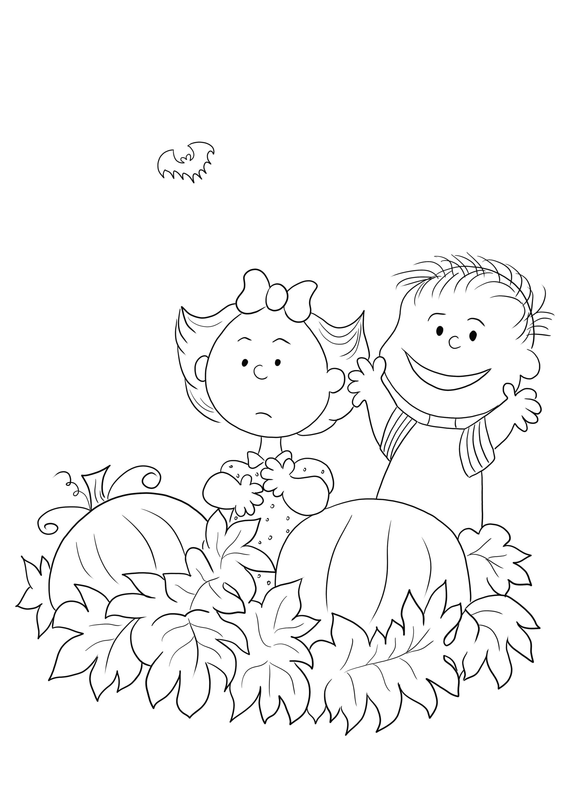 Charlie Brown And His Halloween Pumpkins Free To Download Or Print And Simple To Color Sheet - Free Printable Charlie Brown Halloween Coloring Pages