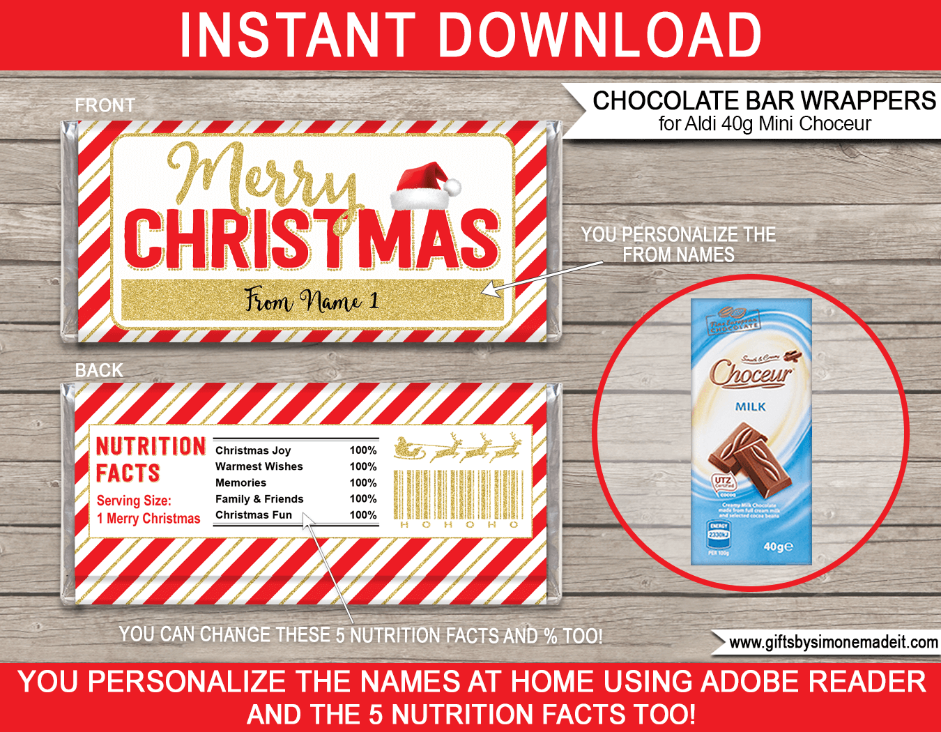 Christmas Chocolate Bar Wrapper Template Printable Aldi Choceur Label - Free Printable Chocolate Wrappers