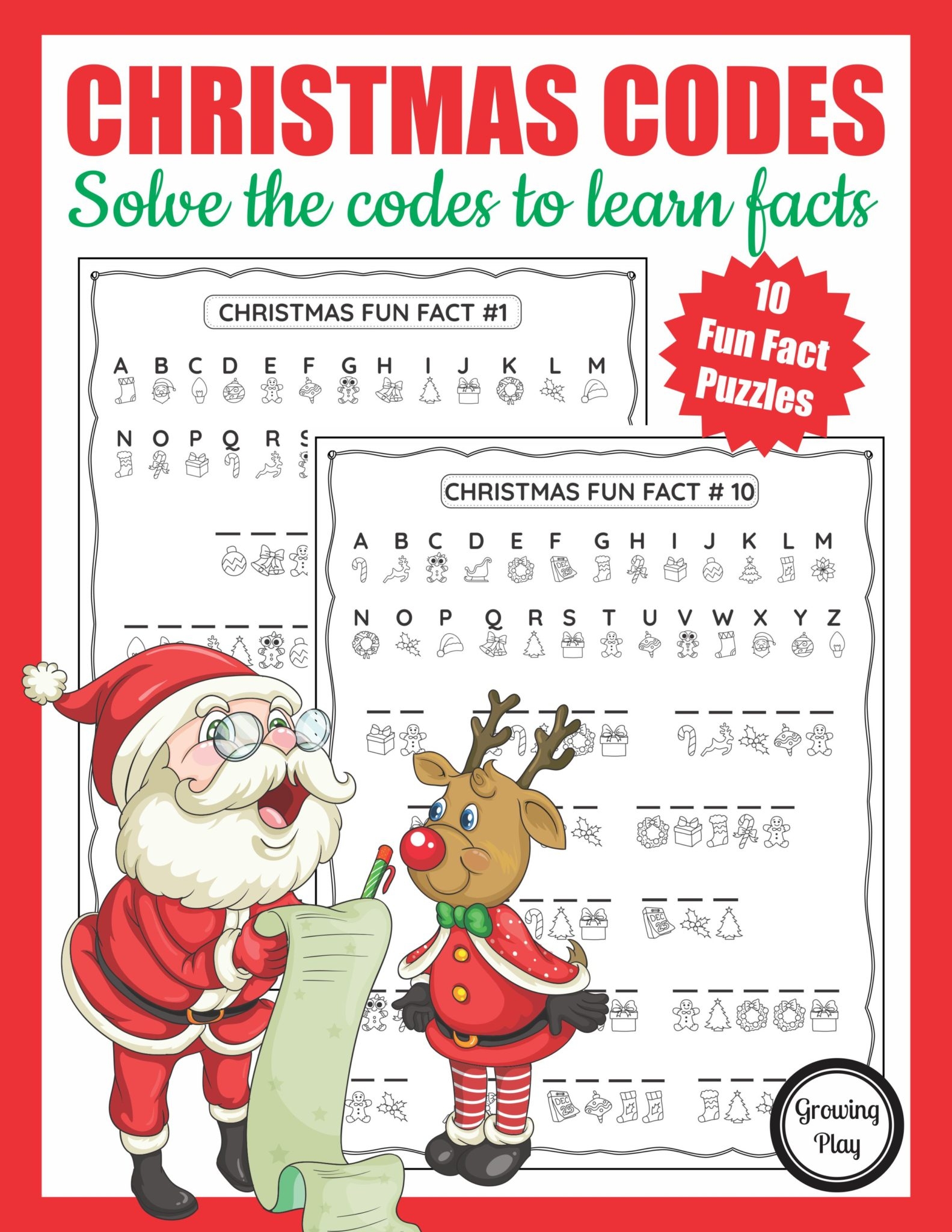 Christmas Code Free Sample Page Growing Play - Crack The Code Worksheets Printable Free